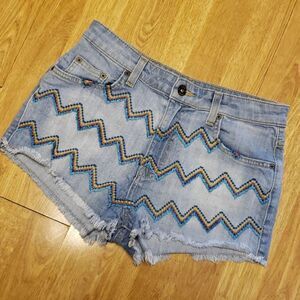 LF Carmar chevron boho denim shorts sz 28